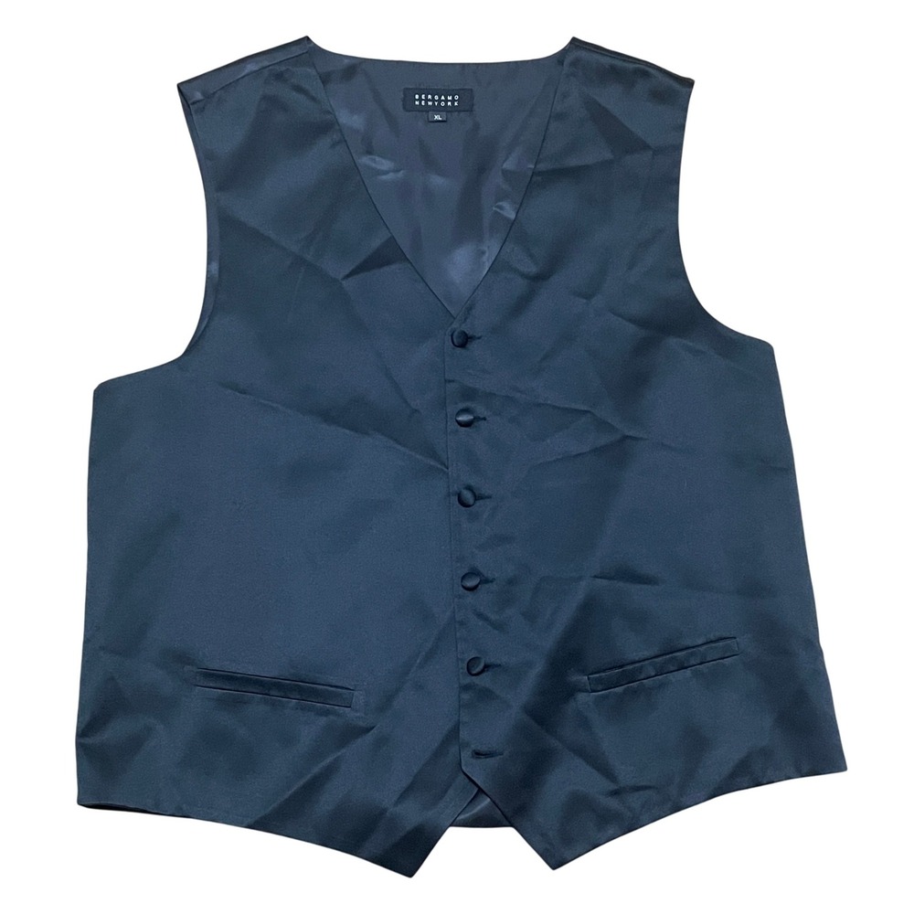 Bergamo New York Men's XL Vest Black Formal‎ Dress Suit Waistcoat Lightweight